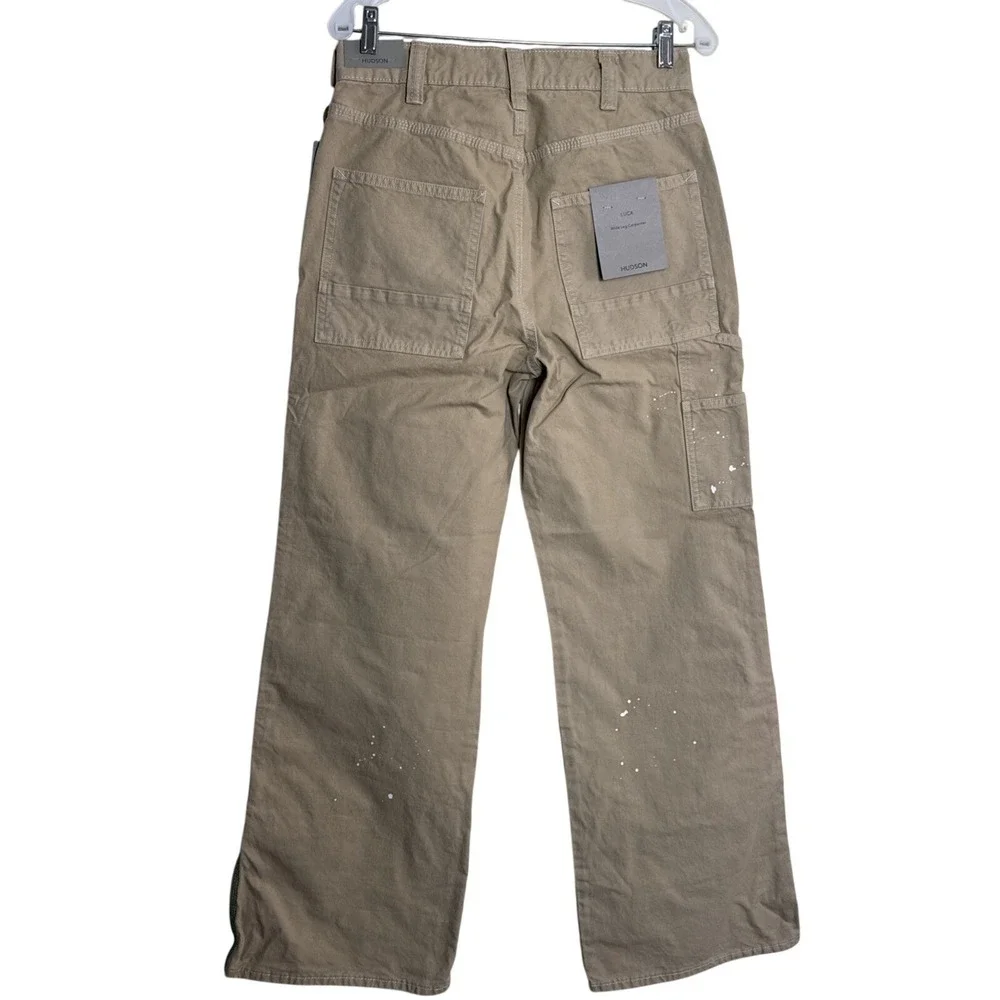 Hudson Men's Jeans NWT Size 30 Luca Wide Leg Carpenter Khaki Paint Splatter‎